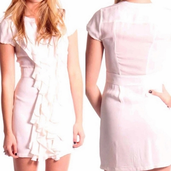 BCBGMaxAzria Cream Ruffle Button-Down Dress S 🤍✨ - Picture 1 of 16